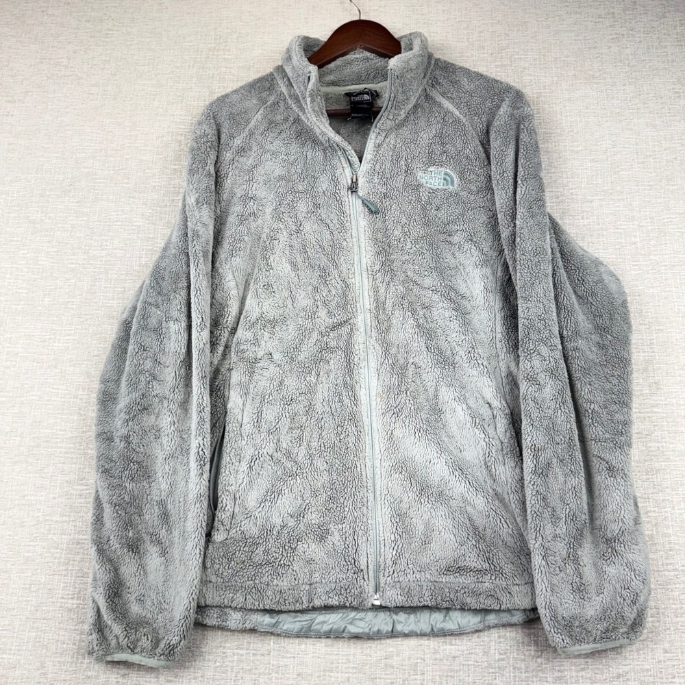 The North Face Osito Fleece Jacket Womens XL Light Grey Full Zip High Pile Soft